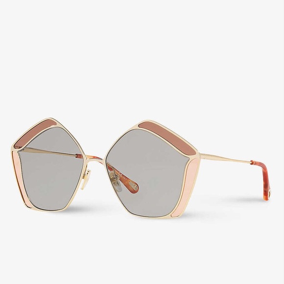 New - Chloé CH0026S Gemma metal and acetate pentagon-frame sunglasses - Picture 6 of 16
